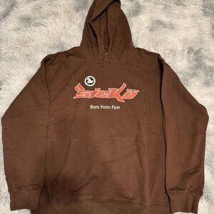 Sicko Born From Pain Brown Hoodie Mens Large
